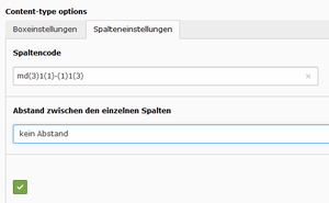 Box ohne Innenabstand zwischen den Spalten