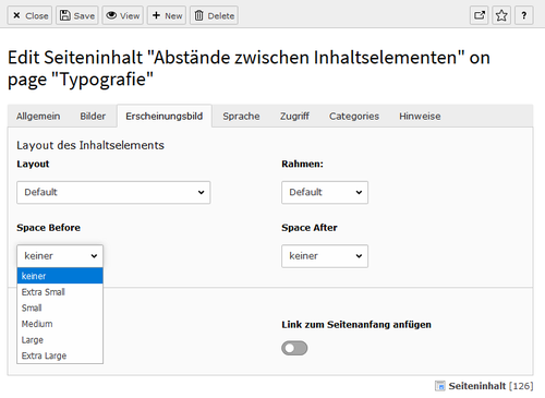Abstand mit "space before/after" definieren