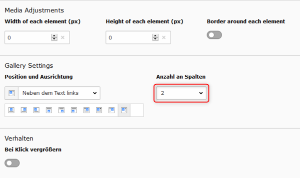 Bildausrichtung in Spalten
