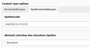 Beispiel eines Boxencodes mit Spaltenabständen