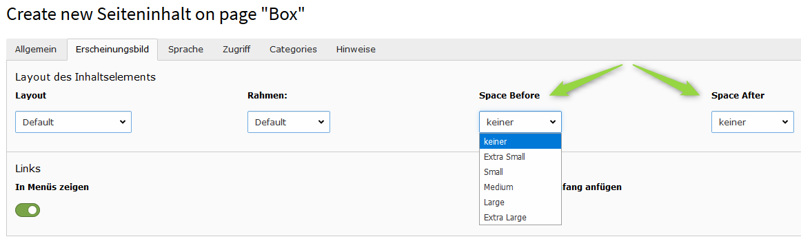 Abstände einer Box definieren